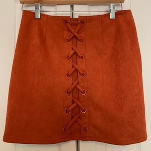 Faux suede skirt. Super comfy and stretches.
